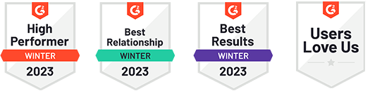 G2 Leader Spring 2021, Leader Winter 2021, High Performer Fall 2020, Users Love Us